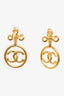 Pre-Loved Chanel™ 1993 Gold Tone Knot CC Drop Earrings