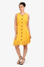 Derek Lam 10 Crosby Yellow Floral Cut-Out Sleeveless Button Down Mini Dress Size 8
