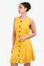 Derek Lam 10 Crosby Yellow Floral Cut-Out Sleeveless Button Down Mini Dress Size 8