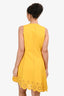 Derek Lam 10 Crosby Yellow Floral Cut-Out Sleeveless Button Down Mini Dress Size 8