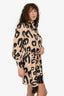 Mother of Pearl Beige Satin 'M' Printed Belted Mini Dress Size 2-4