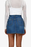 Gucci Blue Denim Rose Embroidered High Waisted Mini Skirt Size 36
