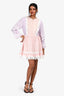 Hemant & Nandita Pink/Purple Lace Pattern Floral Cut-Out Long Sleeve Mini Dress Size M