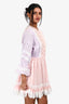 Hemant & Nandita Pink/Purple Lace Pattern Floral Cut-Out Long Sleeve Mini Dress Size M