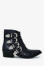 Toga Pulla Blue Embossed Leather Western Buckle Boots Size 36