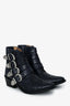 Toga Pulla Blue Embossed Leather Western Buckle Boots Size 36