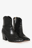 Tibi Navy Leather Croc Embossed Western Boots Size 38