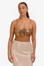 PatBO Gold Sequin Rose Sleeveless Top Size 8