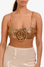 PatBO Gold Sequin Rose Sleeveless Top Size 8