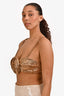 PatBO Gold Sequin Rose Sleeveless Top Size 8