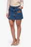 Valentino Blue Denim Beaded Butterfly Button Down Mini Skirt Size 6