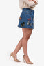 Valentino Blue Denim Beaded Butterfly Button Down Mini Skirt Size 6