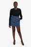 Loewe Blue Denim Split Anagram Mini Skirt Size 42