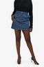 Loewe Blue Denim Split Anagram Mini Skirt Size 42