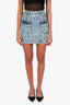 Balmain Blue Light Wash Denim Zip Mini Skirt Size 36