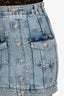 Balmain Blue Light Wash Denim Zip Mini Skirt Size 36