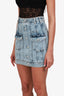 Balmain Blue Light Wash Denim Zip Mini Skirt Size 36