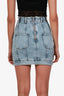 Balmain Blue Light Wash Denim Zip Mini Skirt Size 36