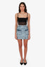 Balmain Blue Light Wash Denim Zip Mini Skirt Size 36