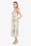 Zimmermann Cream Linen Floral Print Sleeveless Midi Length Dress Size 1