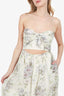 Zimmermann Cream Linen Floral Print Sleeveless Midi Length Dress Size 1