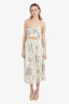 Zimmermann Cream Linen Floral Print Sleeveless Midi Length Dress Size 1