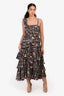 Ulla Johnson Grey Floral Print Ruffle Detail Maxi Dress Size 4