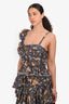 Ulla Johnson Grey Floral Print Ruffle Detail Maxi Dress Size 4