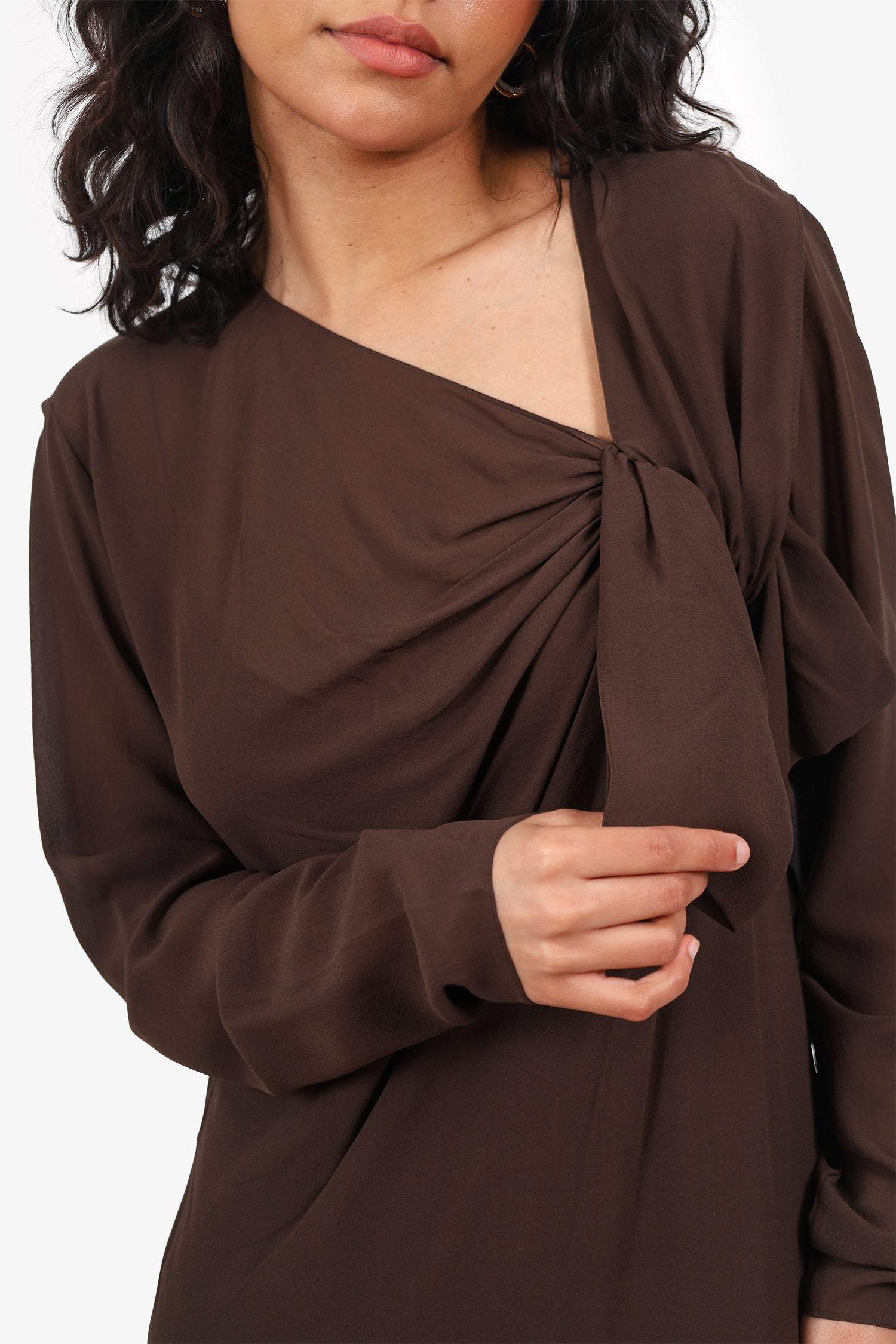 Christian Dior Brown Silk Sheer Long Sleeve Dress With Under Slip Size –  Mine & Yours