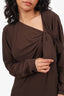 Christian Dior Brown Silk Sheer Long Sleeve Dress With Under Slip Size 40
