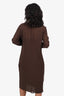 Christian Dior Brown Silk Sheer Long Sleeve Dress With Under Slip Size 40