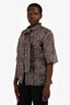 D&G Dolce & Gabbana Grey Silk Sequin Printed Bow Detailed Shirt Size 40