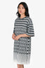 Dries Van Noten Black/White Cotton Pattern T-Shirt Dress Size M