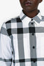 Burberry Black/White Plaid Button-Up Top Size 8