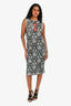 Louis Vuitton Black/Silver Metallic Patterned Red Cutout Circle Dress Size XL