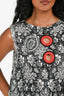 Louis Vuitton Black/Silver Metallic Patterned Red Cutout Circle Dress Size XL