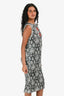 Louis Vuitton Black/Silver Metallic Patterned Red Cutout Circle Dress Size XL