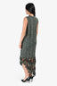 Burberry Green/Beige Woven Fringe Sleeveless Dress Size M