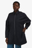 Prada Navy Wool Twill Long Zip-Up Coat Size 40