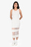 Dion Lee White Pleated Sleeveless Midi Bodycon Dress Size XS