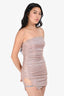Nana Jacqueline Pink Metallic Sparkle Strapless Ruched Mini Dress Size S
