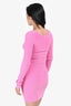 Helmut Lang Pink Ribbed Knit Long Sleeves Midi Dress Size XS