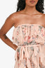 Zimmermann Pink Silk Floral Printed Ruffle Detailed Strapless Dress Size 1