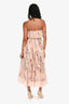 Zimmermann Pink Silk Floral Printed Ruffle Detailed Strapless Dress Size 1