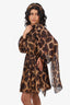 Dolce & Gabbana Leopard Print Silk Draped Detail Belted Mini Dress With Slip Size 40