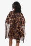 Dolce & Gabbana Leopard Print Silk Draped Detail Belted Mini Dress With Slip Size 40