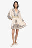 Zimmermann Cream/Beige Linen Embroidered Belted Aliane Dress Size 2