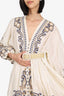 Zimmermann Cream/Beige Linen Embroidered Belted Aliane Dress Size 2