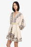 Zimmermann Cream/Beige Linen Embroidered Belted Aliane Dress Size 2