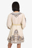 Zimmermann Cream/Beige Linen Embroidered Belted Aliane Dress Size 2